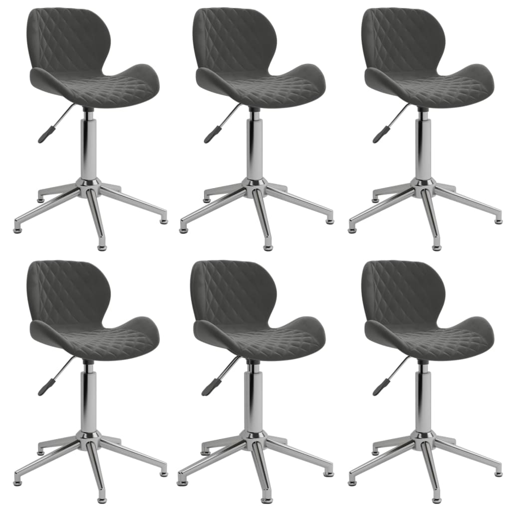 Chaises pivotantes à manger lot de 6 gris foncé velours
