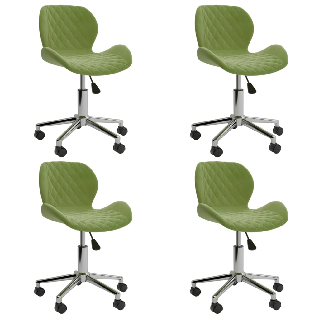Chaises pivotantes à manger lot de 4 vert clair velours