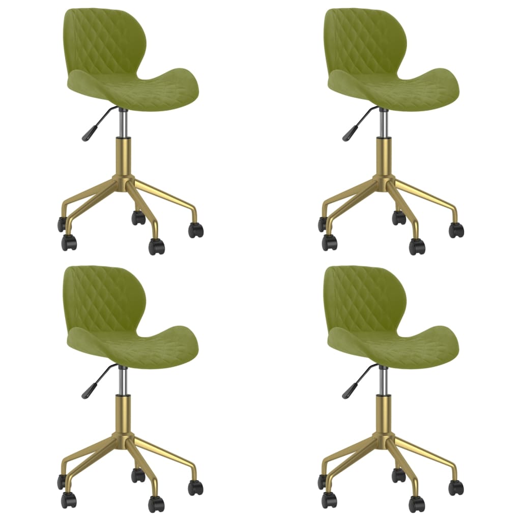 Chaises pivotantes à manger lot de 4 vert clair velours