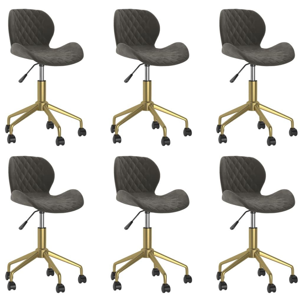 Chaises pivotantes à manger lot de 6 gris foncé velours