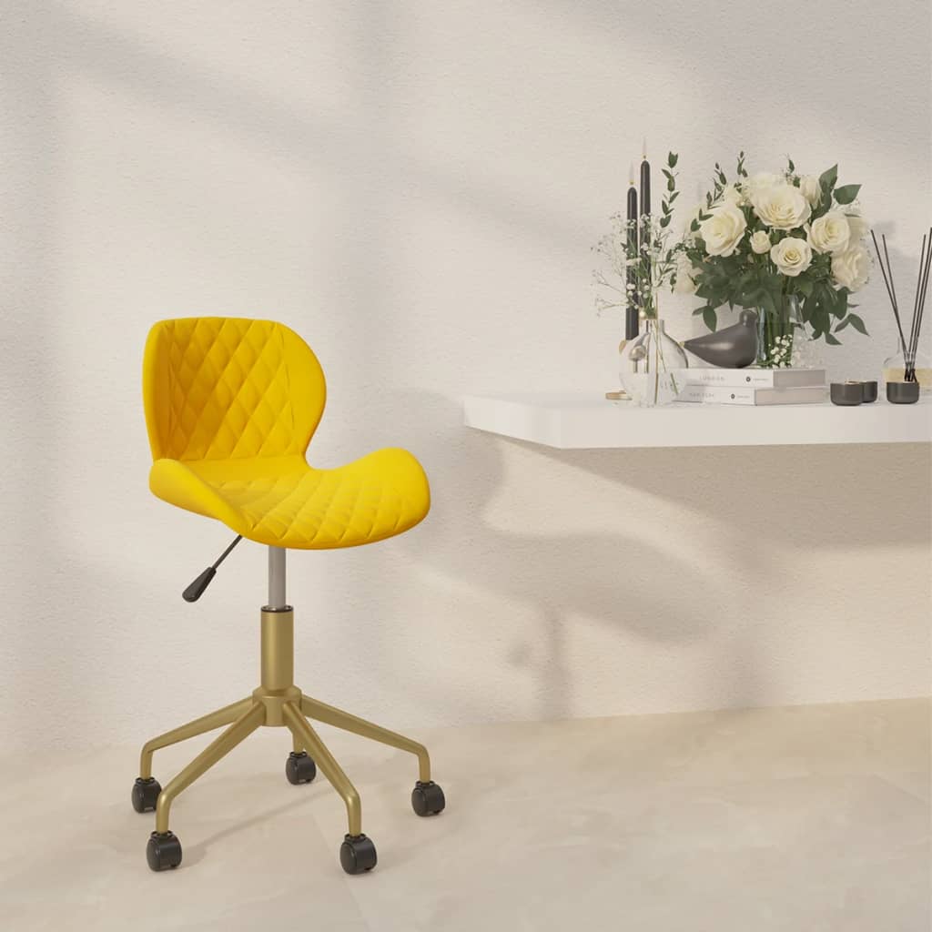 Pasukama biuro kėdė, geltonos spalvos, aksomas