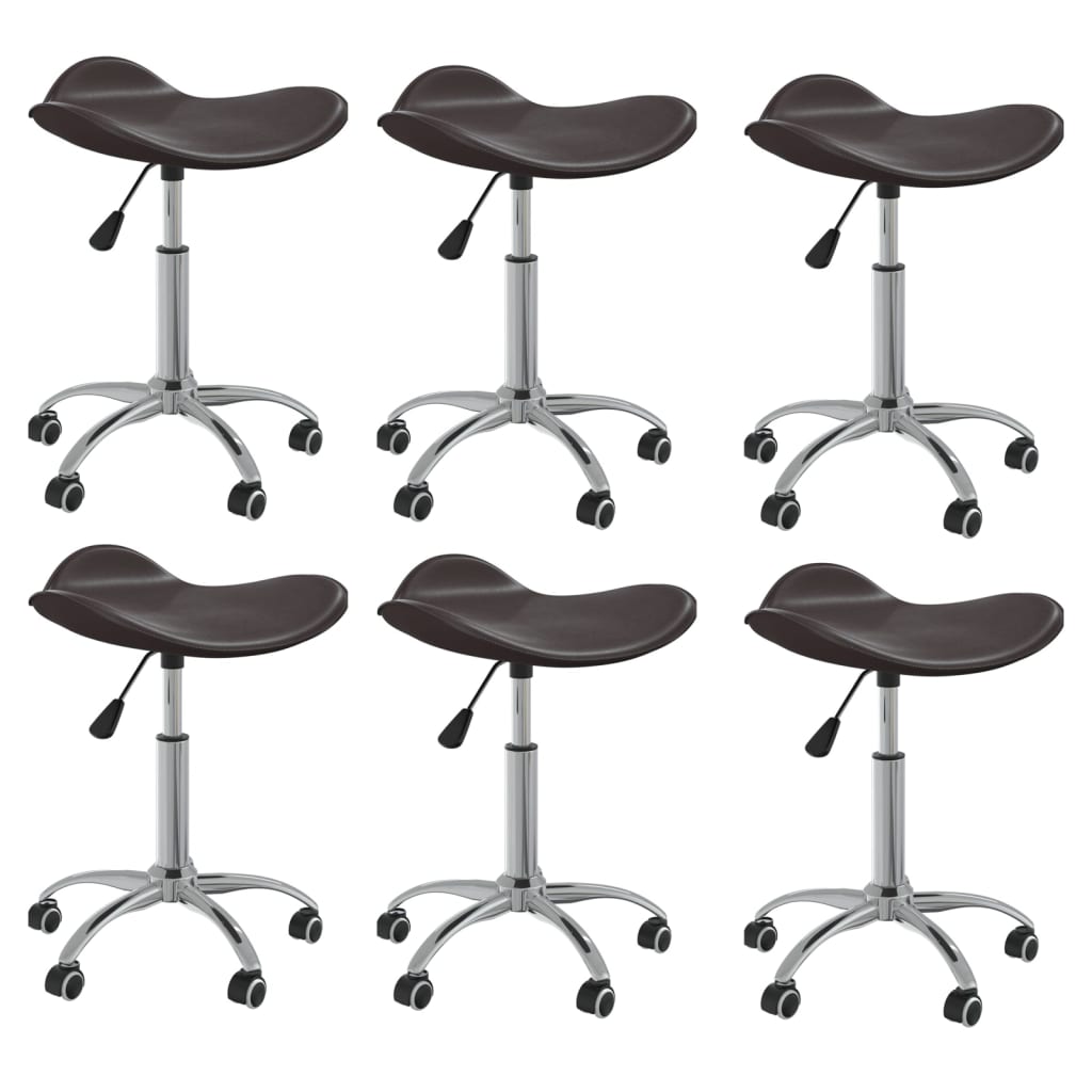 Cadeiras de jantar giratórias 6 pcs couro artificial castanho