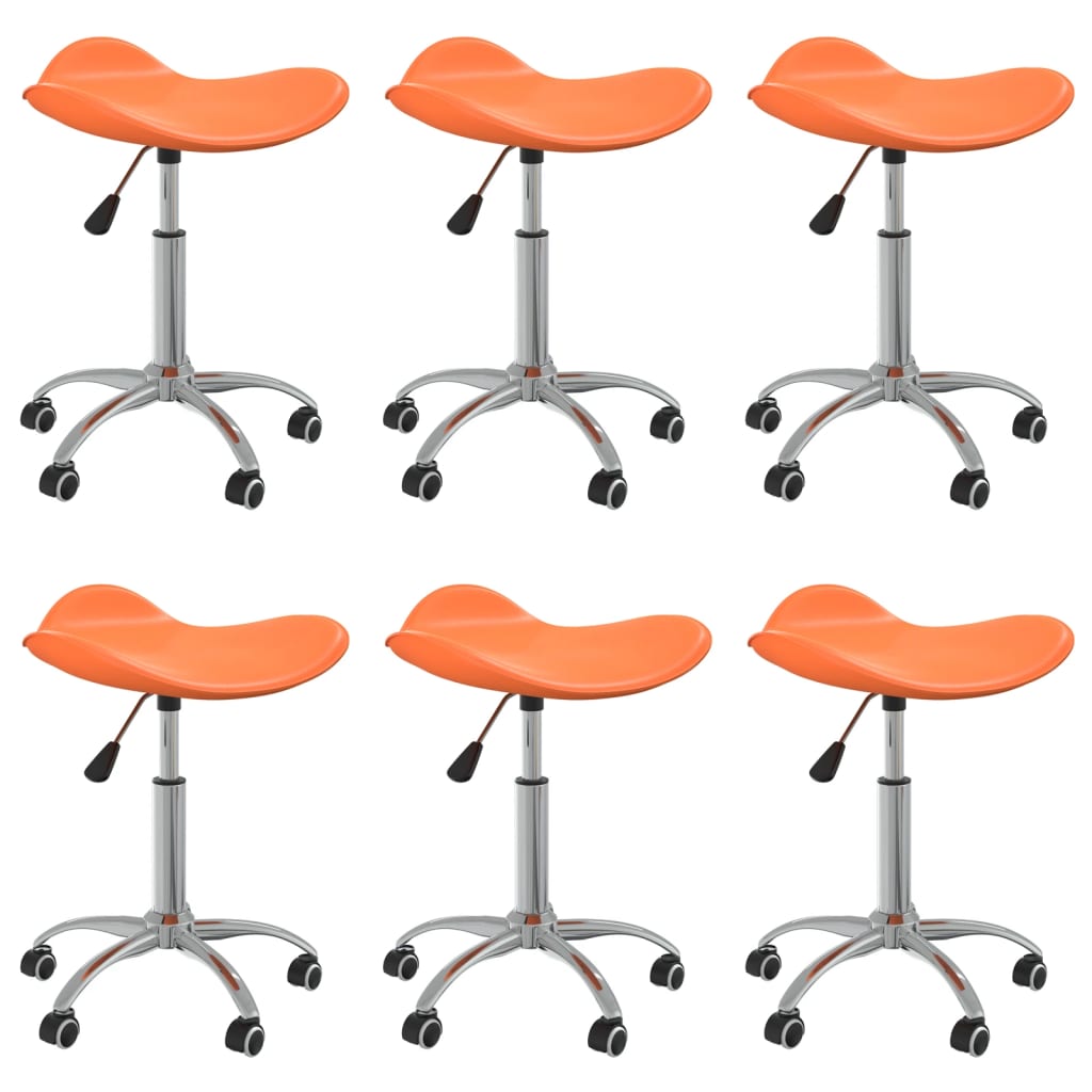 Cadeiras de jantar giratórias 6 pcs couro artificial laranja