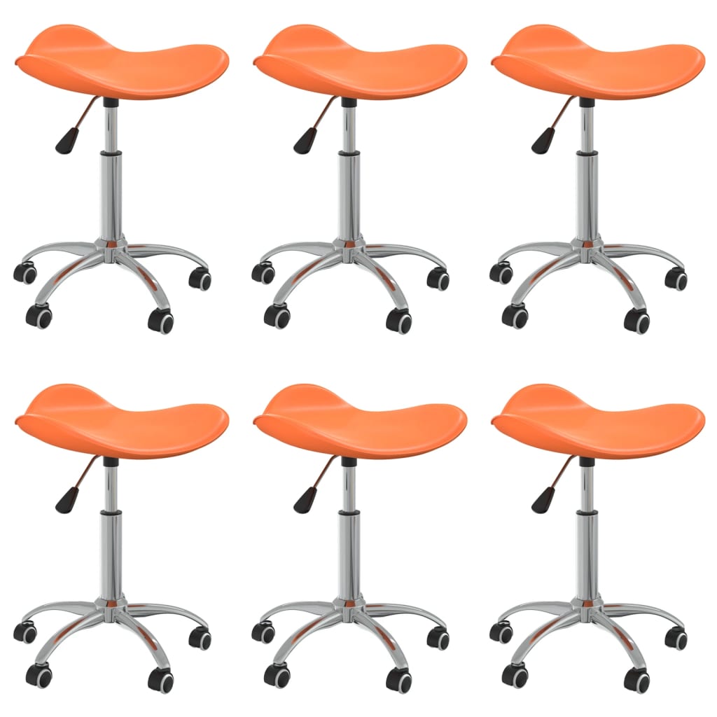 Chaises pivotantes à manger lot de 6 orange similicuir