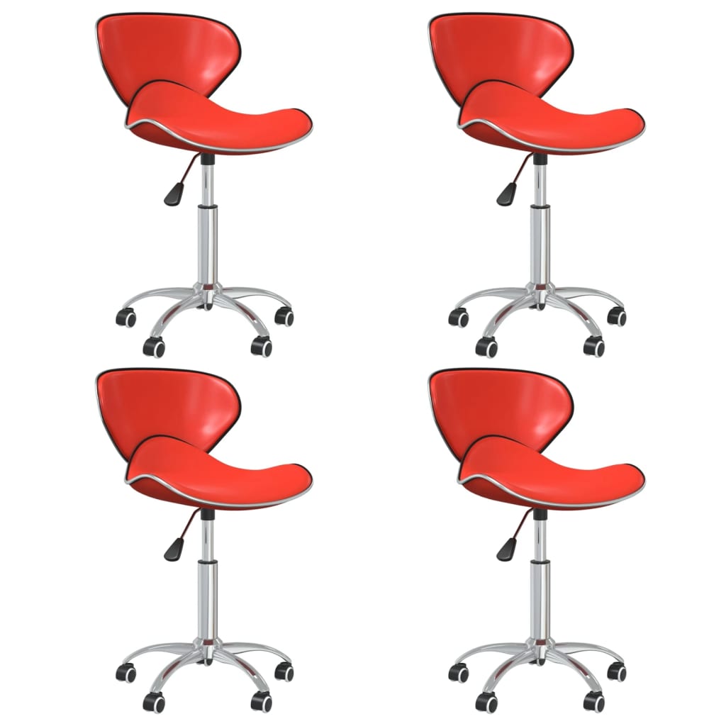 vidaXL Otočné jídelní židle 4 ks červené umělá kůže