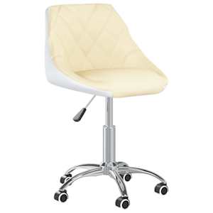 vidaXL Scaune de bucătărie pivotante 6 buc. crem/alb piele artificială