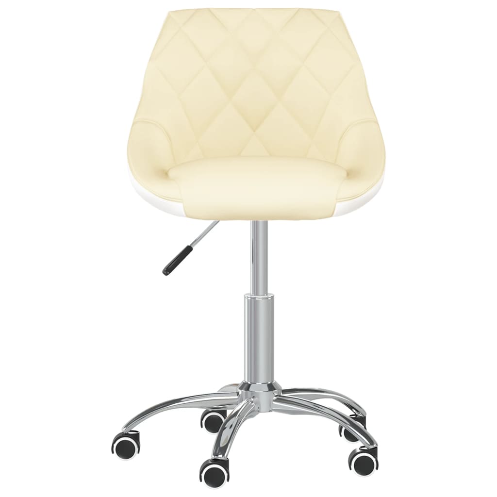 vidaXL Chaise de salle à manger pivotante Crème et blanc Similicuir