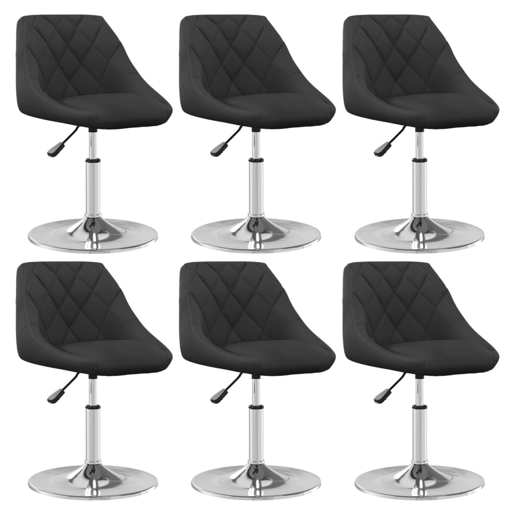vidaXL Scaune de sufragerie pivotante 6 buc, negru, catifea