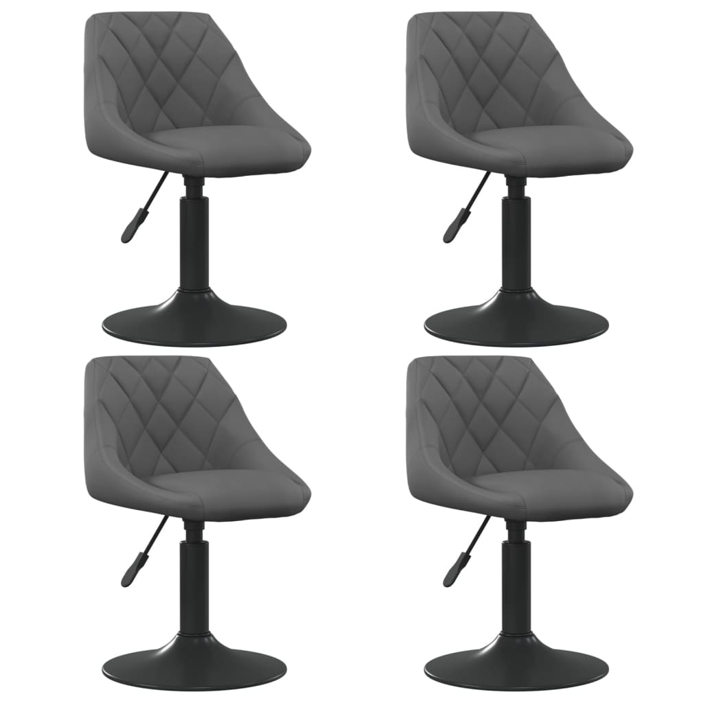 vidaXL Chaises pivotantes de salle à manger 4 pcs Gris foncé Velours