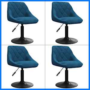 Vrtljivi jedilni stoli 4 kosi moder žamet - slika 2