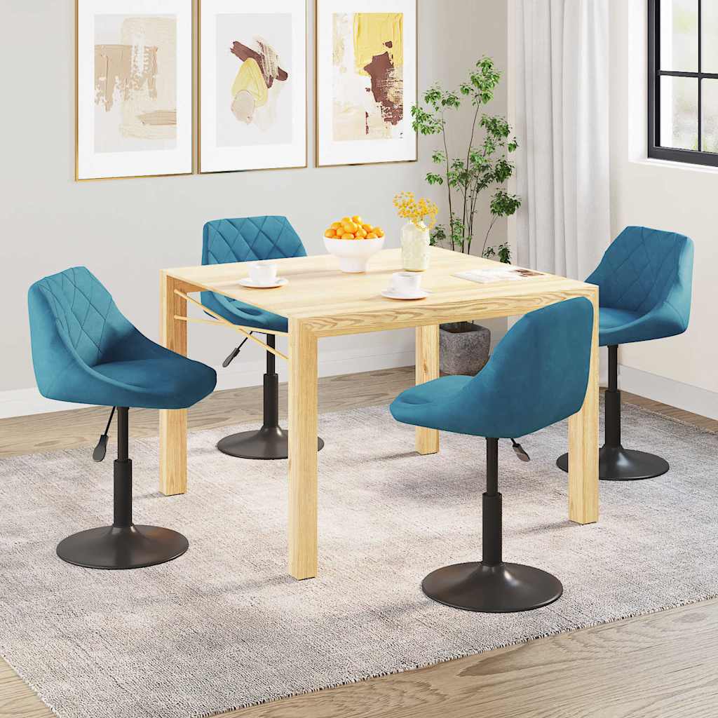 vidaXL Esszimmerstühle 4 Stk. Drehbar Blau Samt