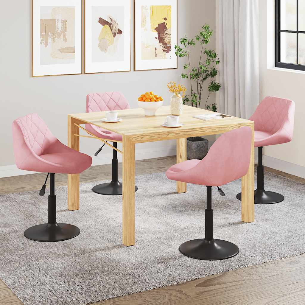 vidaXL Scaune de masă pivotante, 4 buc, roz, catifea