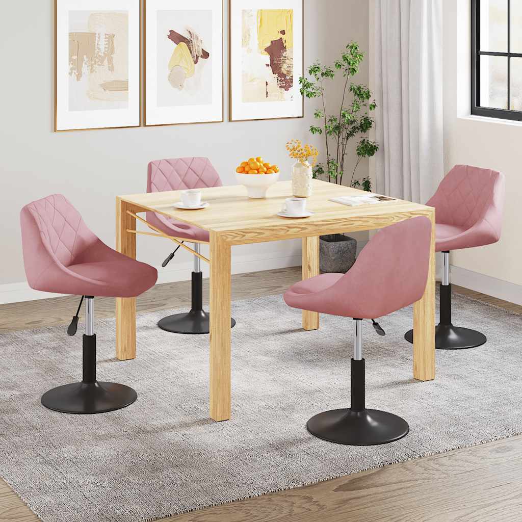 vidaXL Scaune de masă pivotante, 4 buc, roz, catifea