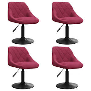 Vrtljivi jedilni stoli 4 kosi vinsko rdeč žamet - slika 2