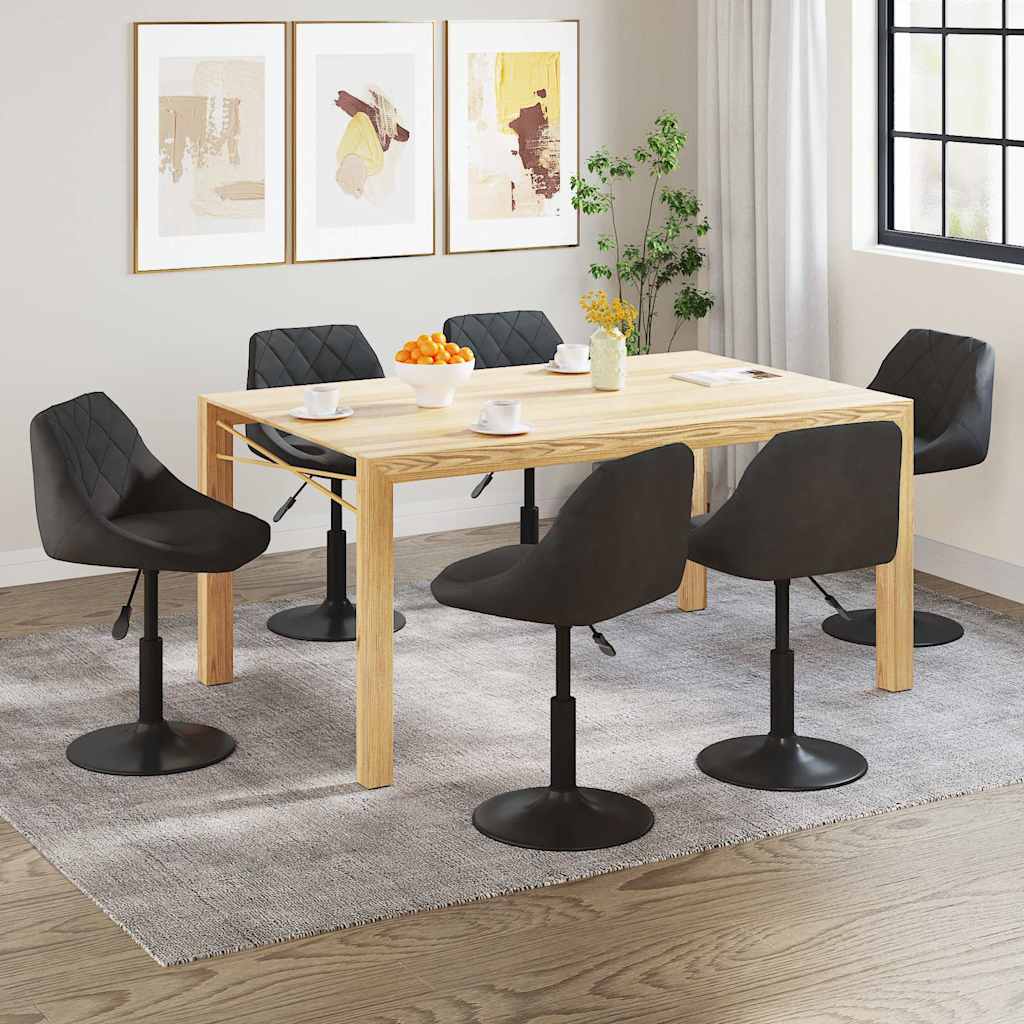 vidaXL Scaune de sufragerie pivotante 6 buc, negru, catifea