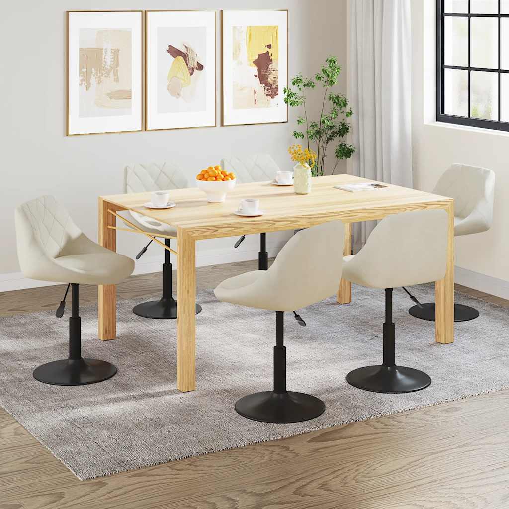 vidaXL Esszimmerstühle 6 Stk. Drehbar Creme Samt