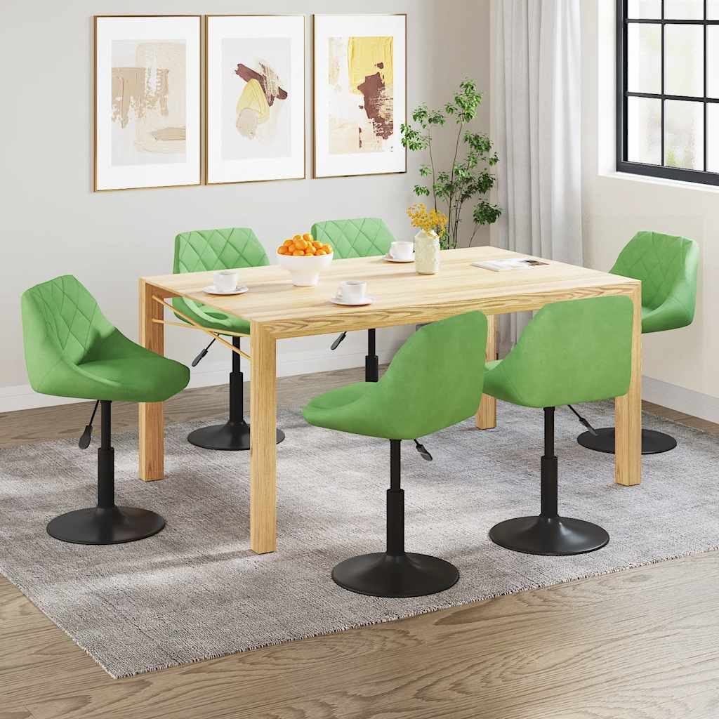 vidaXL Scaune de sufragerie pivotante 6 buc, verde deschis, catifea