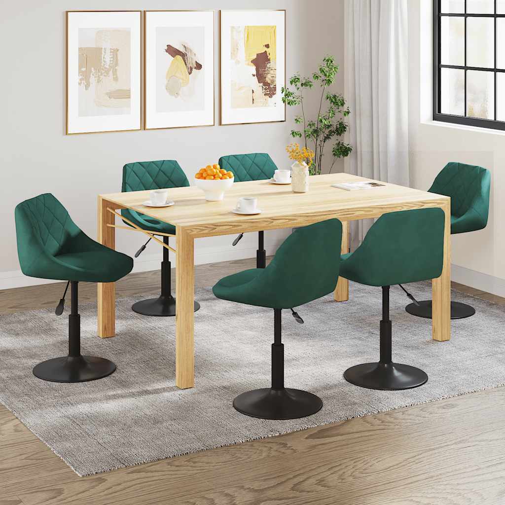 vidaXL Scaune de sufragerie pivotante 6 buc, verde închis, catifea