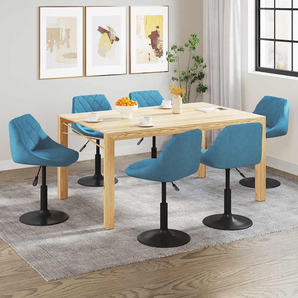 vidaXL Esszimmerstühle 6 Stk. Drehbar Blau Samt