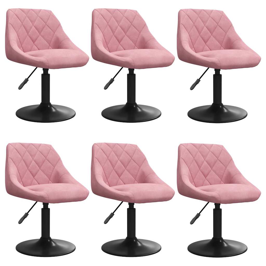 vidaXL Esszimmerstühle 6 Stk. Drehbar Rosa Samt