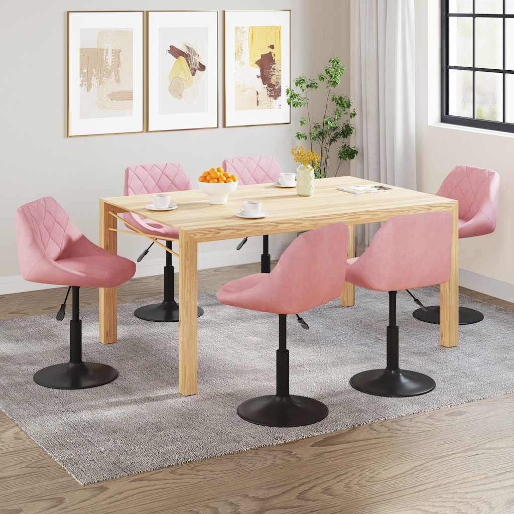 

vidaXL Eetkamerstoelen draaibaar 6 st fluweel roze