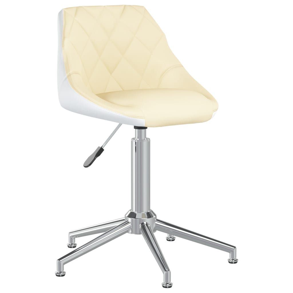 

vidaXL Eetkamerstoelen draaibaar 4 st kunstleer crèmekleurig en wit
