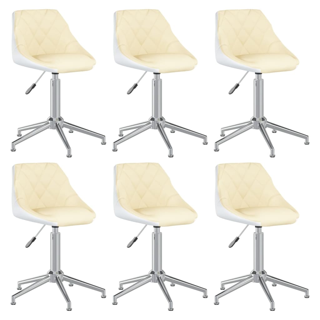 Otočné jídelní židle 6 ks krémovo-bílé umělá kůže