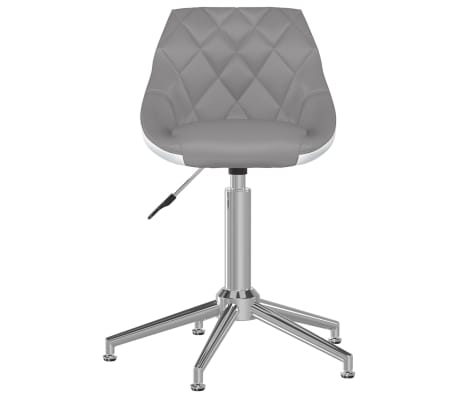 vidaXL Obrotowe krzesło stołowe, szaro-białe, sztuczna skóra