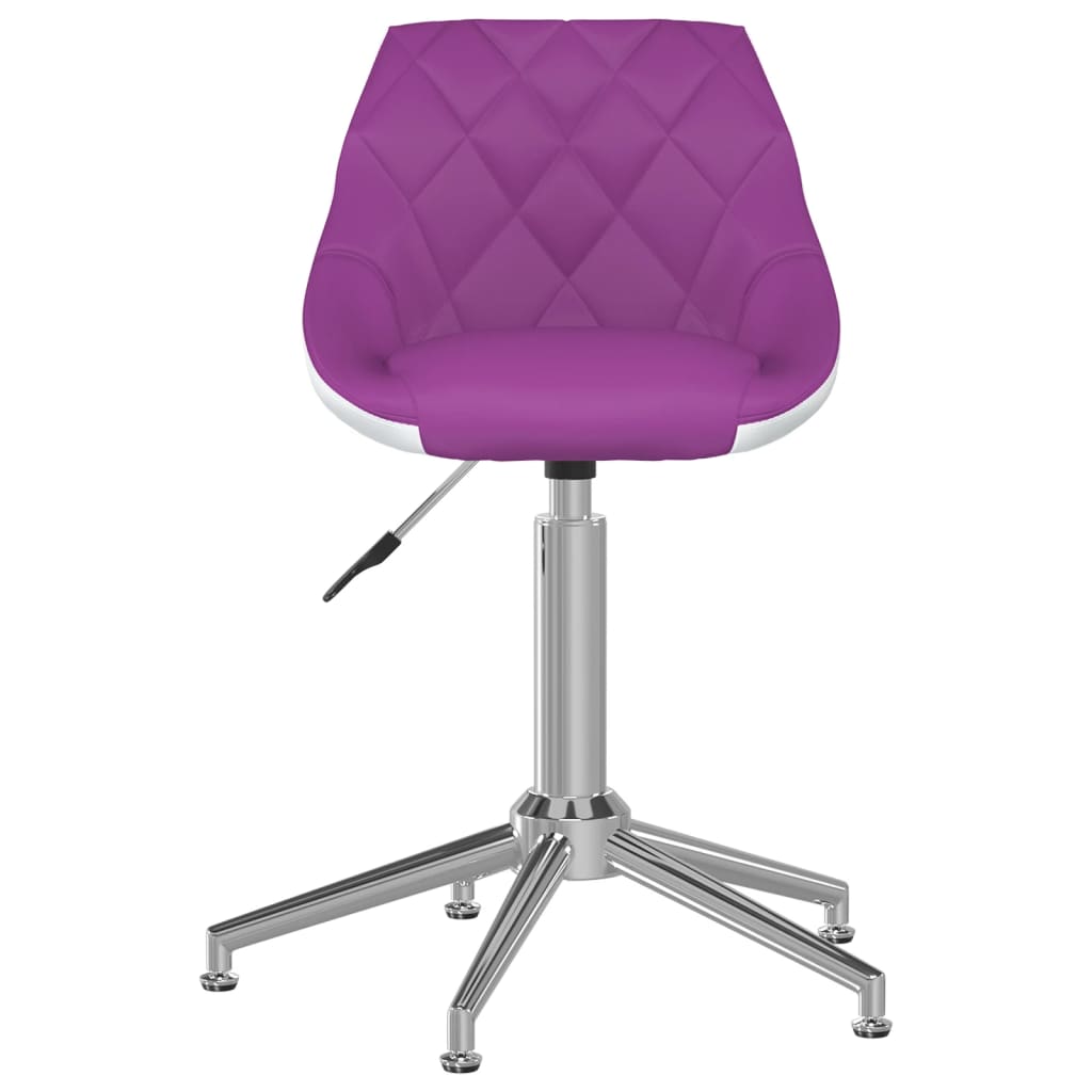 vidaXL Silla de comedor giratoria cuero sintético morado y blanco