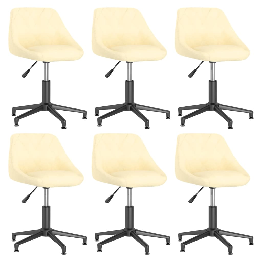 Въртящи се трапезни столове, 6 бр, кремави, кадифе