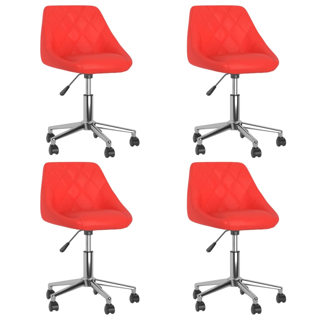 vidaXL Cadeiras de jantar giratórias 4 pcs couro artificial vermelho