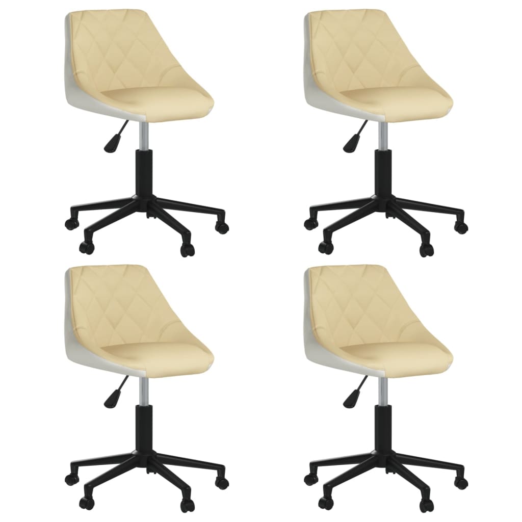 vidaXL Cadeiras de jantar giratórias 4 pcs couro art. creme/branco