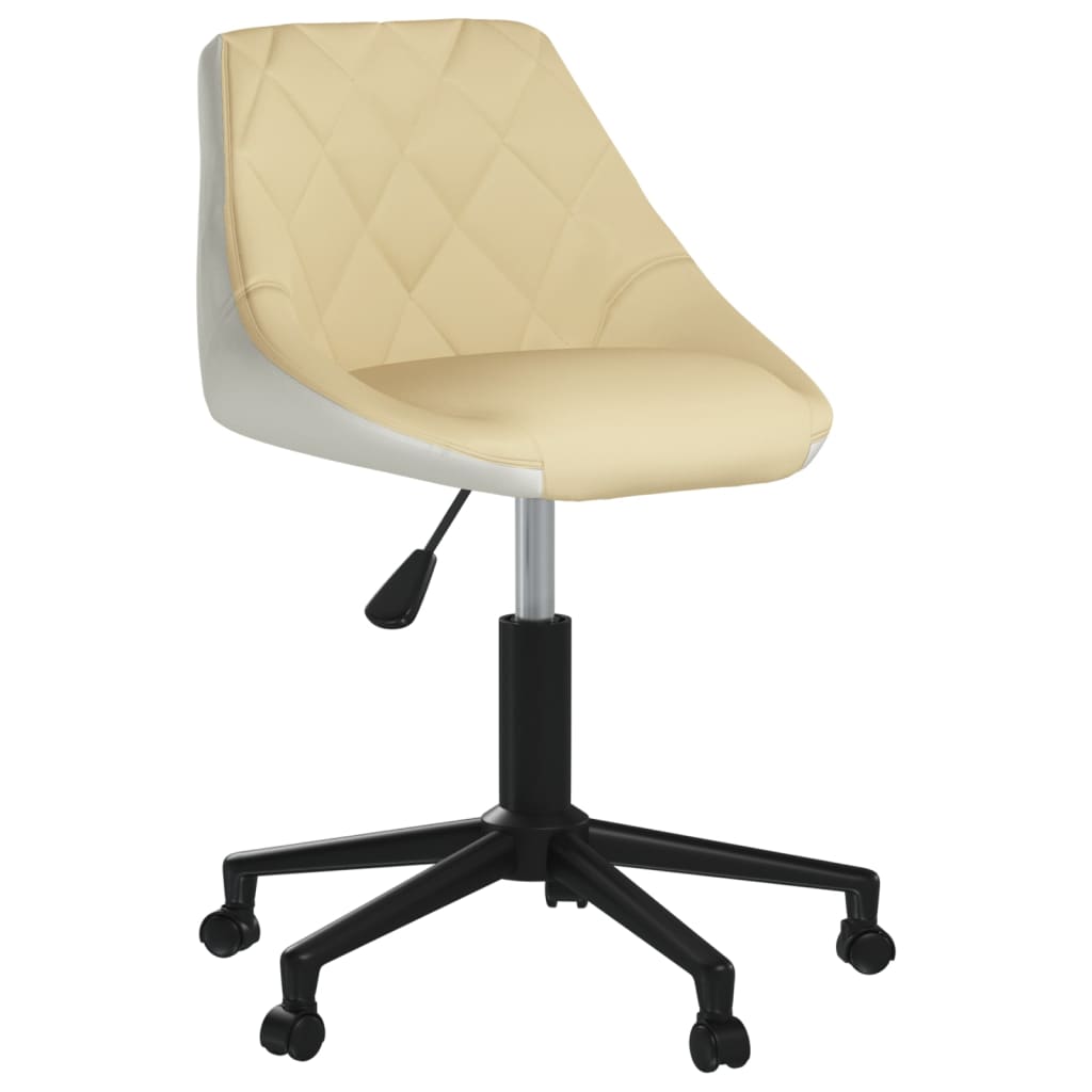 

vidaXL Eetkamerstoelen draaibaar 4 st kunstleer crèmekleurig en wit
