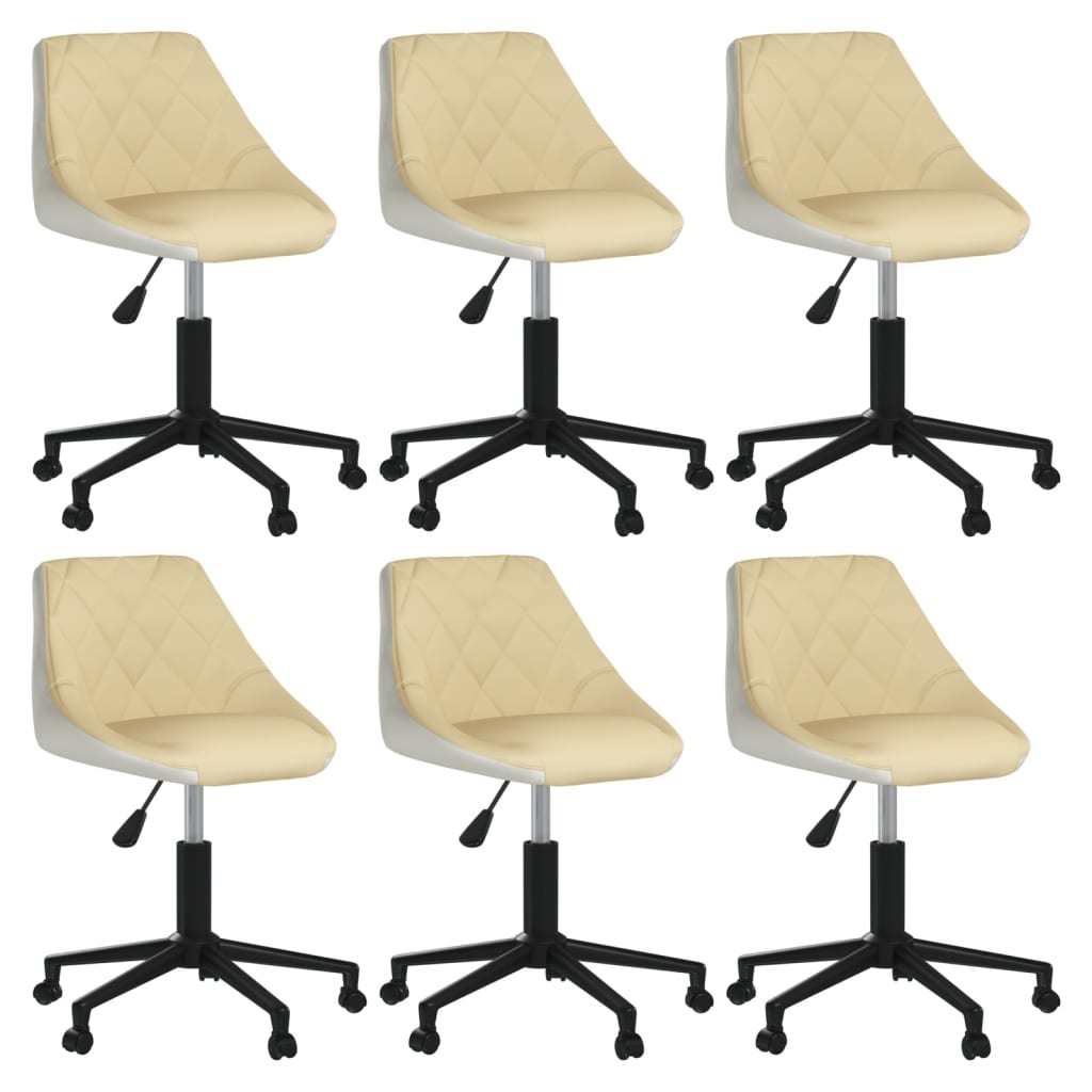vidaXL Otočné jídelní židle 6 ks krémovo-bílé umělá kůže
