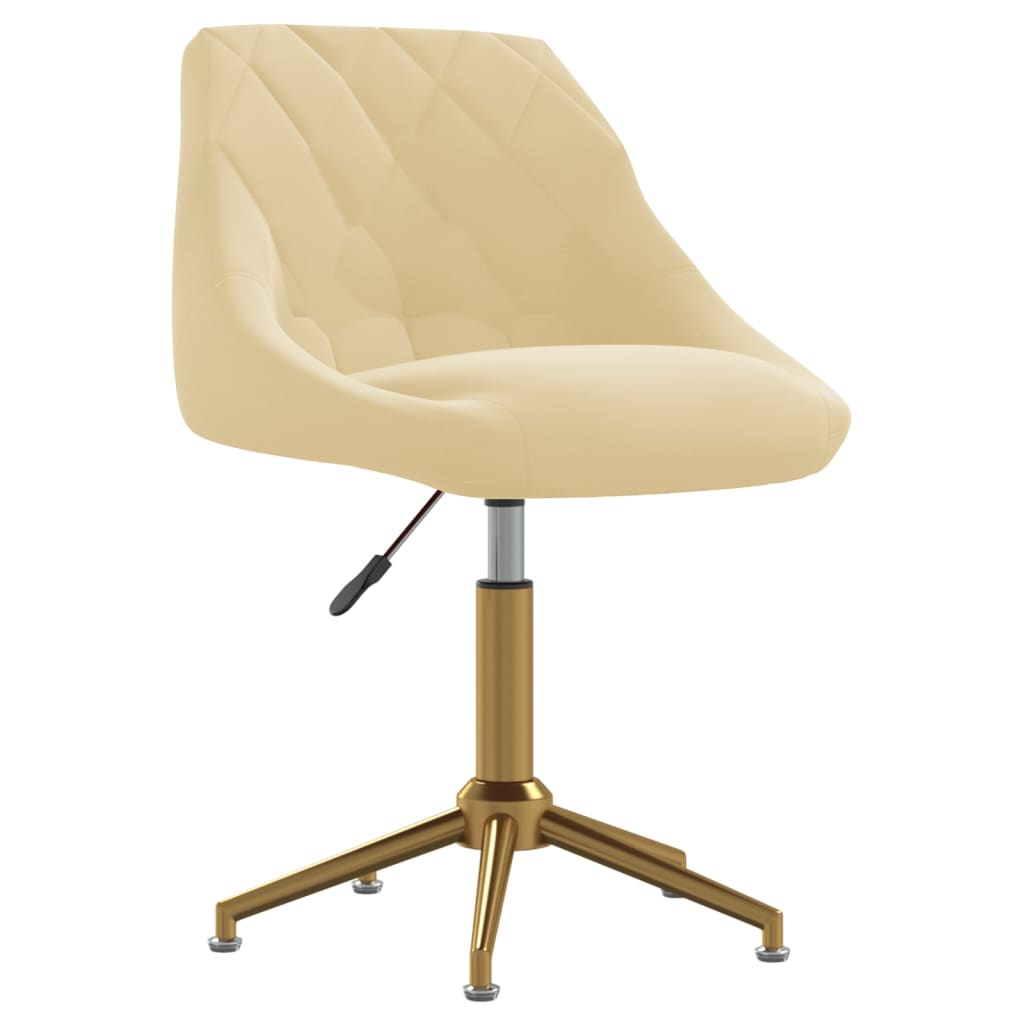 vidaXL Sedia Girevole da Ufficio Crema in Velluto