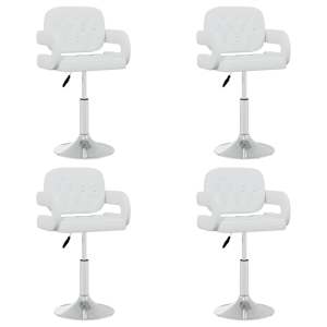 Vrtljivi jedilni stoli 4 kosi belo umetno usnje