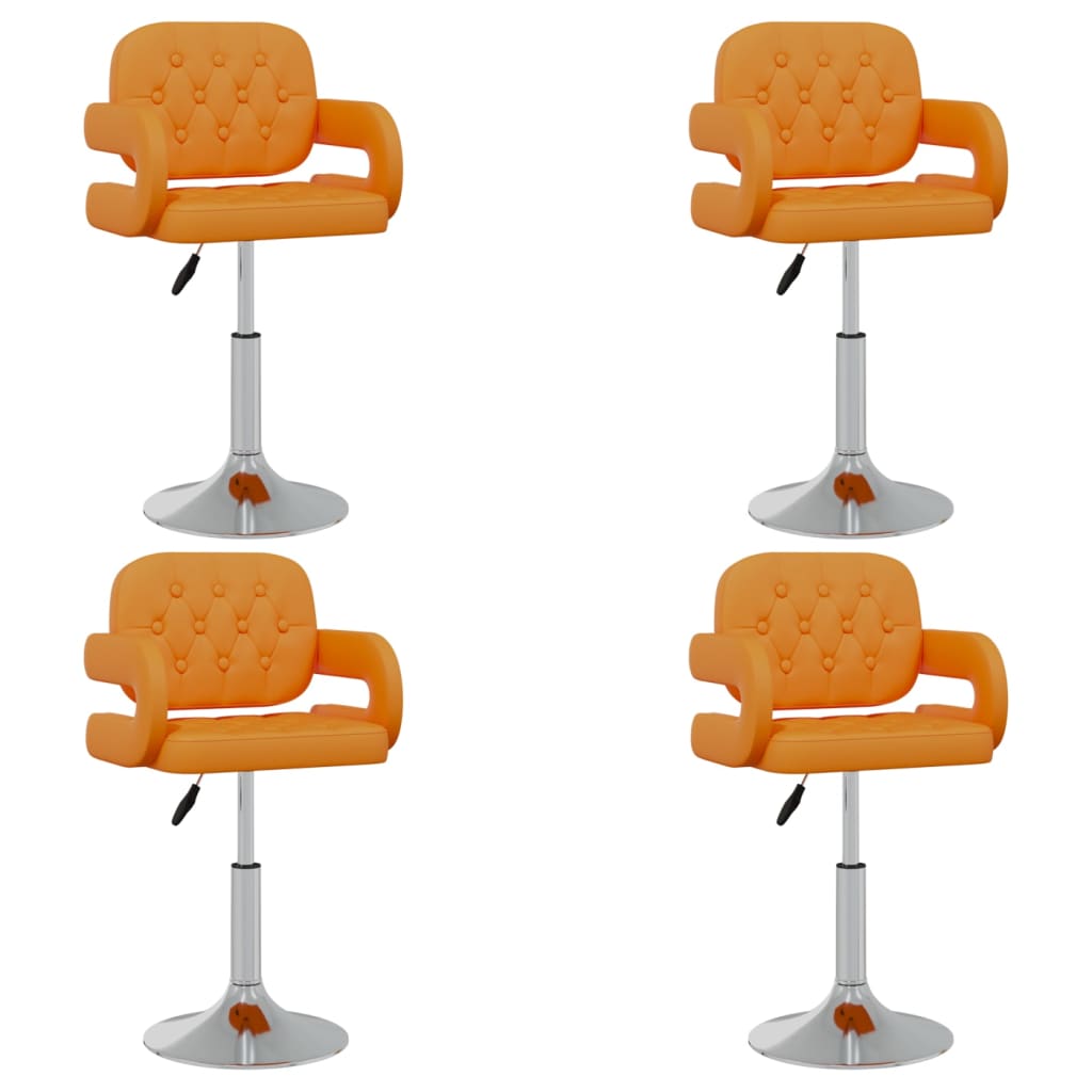 vidaXL Cadeiras de jantar giratórias 4 pcs couro artificial laranja