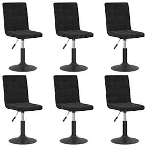 Vrtljivi jedilni stoli 6 kosov črn žamet - slika 2