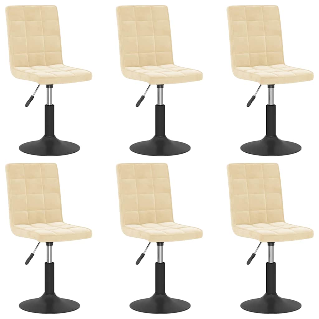 vidaXL Otočné jídelní židle 6 ks krémové samet