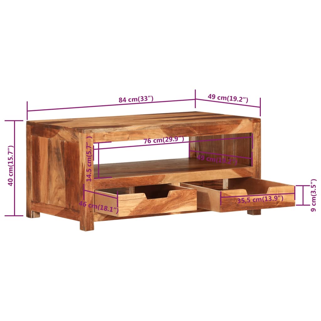 Konferenční stolek 84 x 49 x 40 cm masivní akáciové dřevo