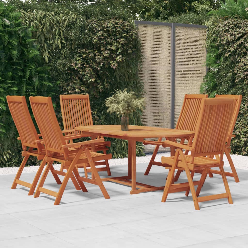 7 pz Set da Pranzo per Giardino，Salotti da giardino，Set tavolo e sedie da  giardino in Legno Massello di Eucalipto CNWI246449 MaisonChic