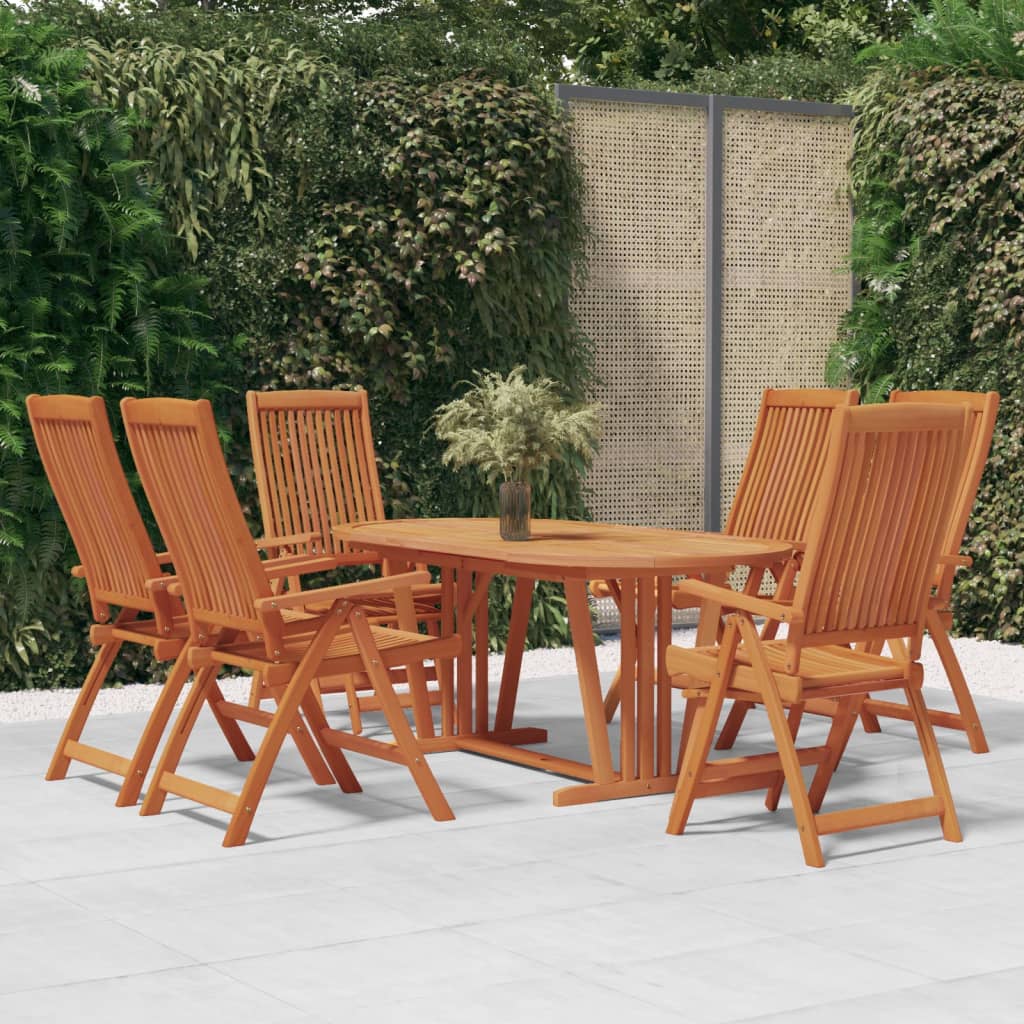 vida XL 7-tlg. Garten-Essgruppe Massivholz Eukalyptus