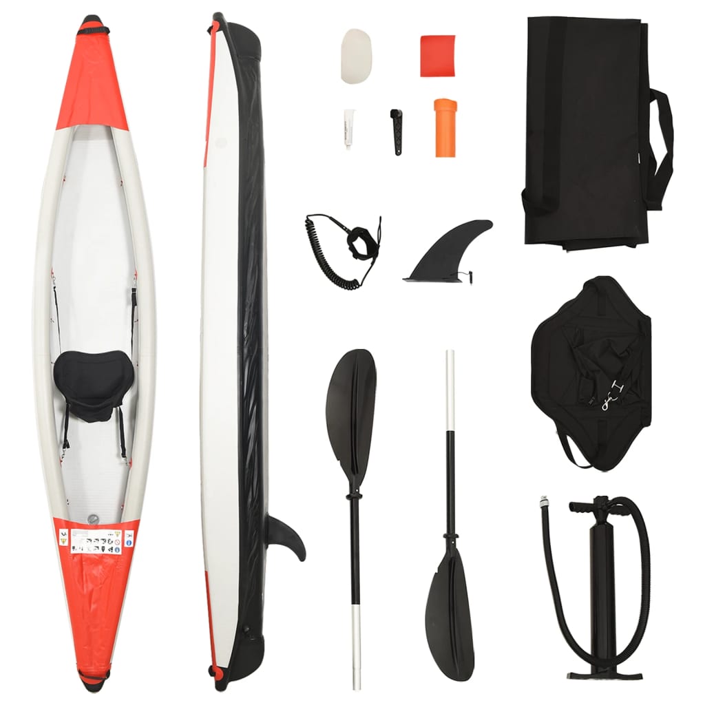 vidaXL Kayak insuflável 375x72x31 cm poliéster vermelho