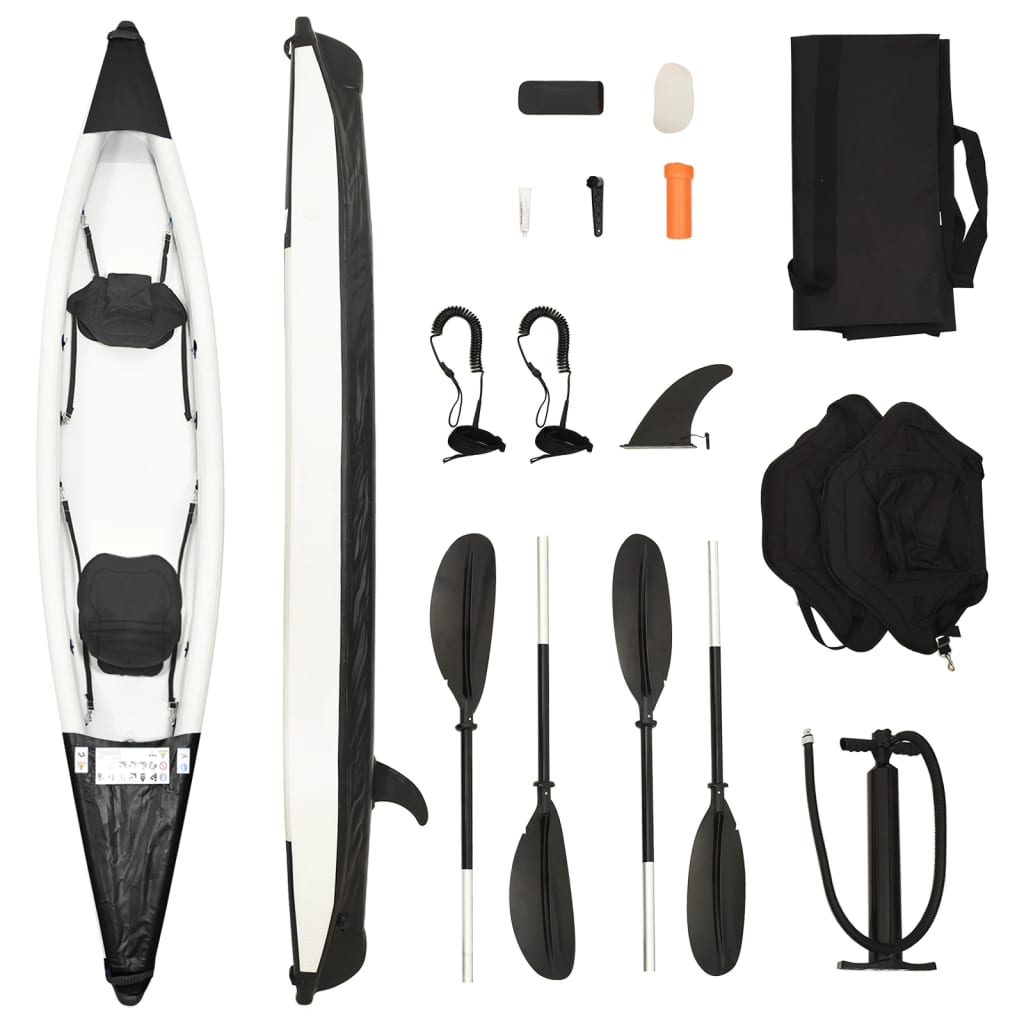 vidaXL Kayak insuflável 424x81x31 cm poliéster preto