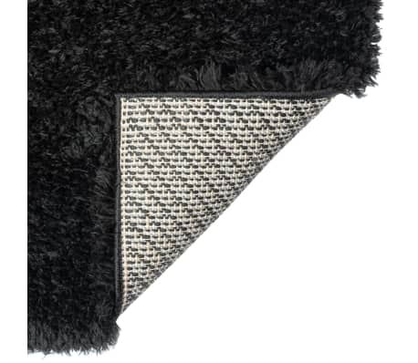 vidaXL Čupavi tepih s visokim vlaknima crni 100 x 200 cm 50 mm