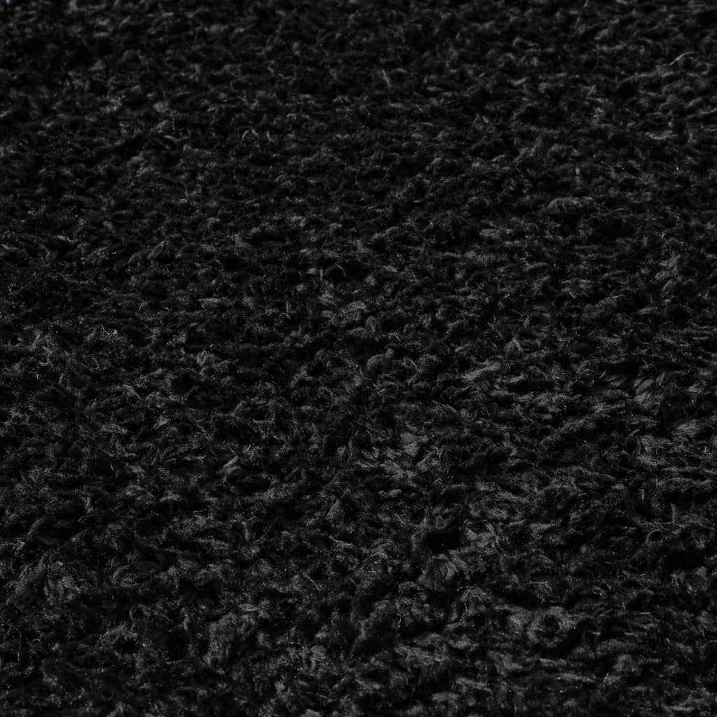 Килим шаги с висок косъм, черен, 140x200 см, 50 мм
