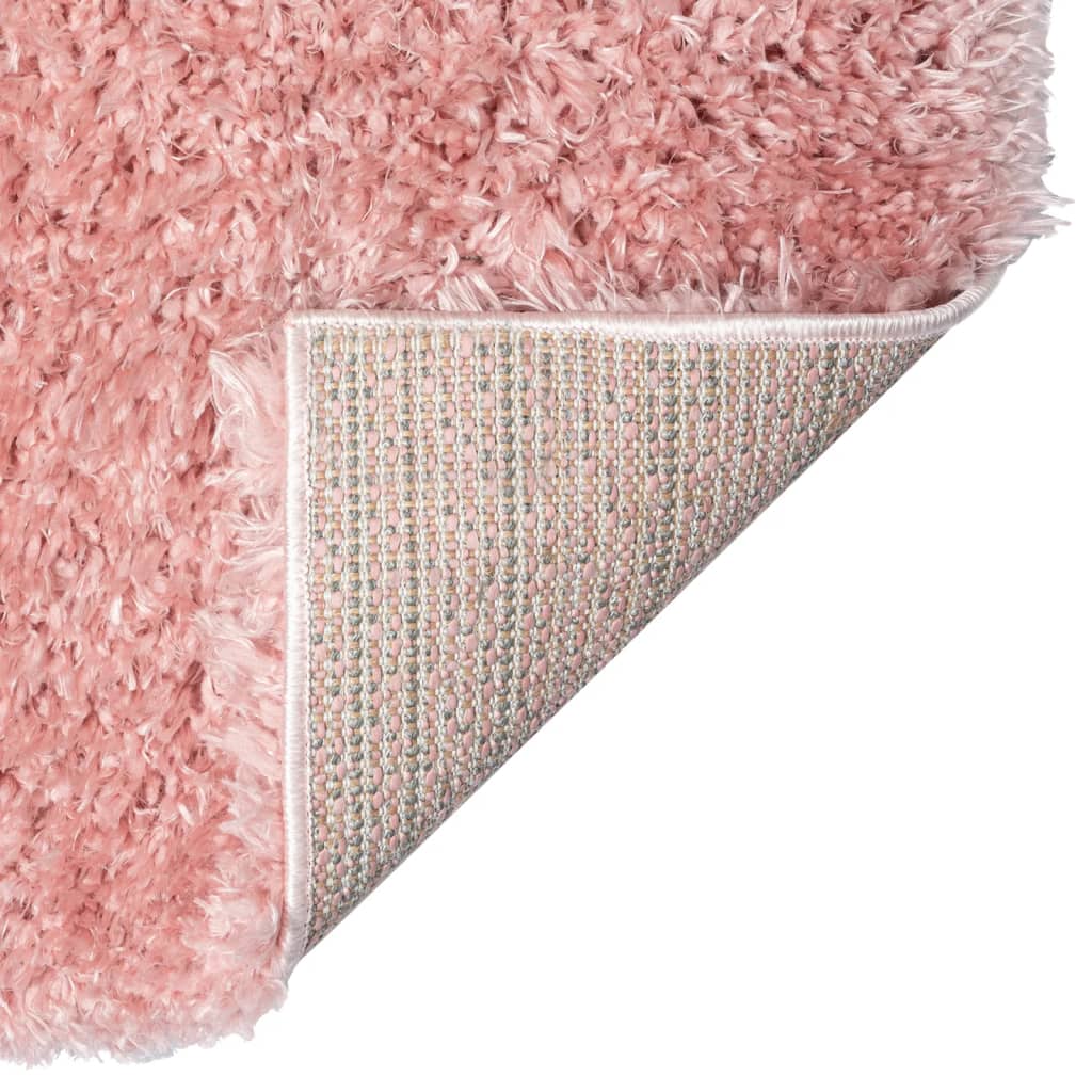 vidaXL paklājs, pinkains, rozā, 140x200 cm, 50 mm