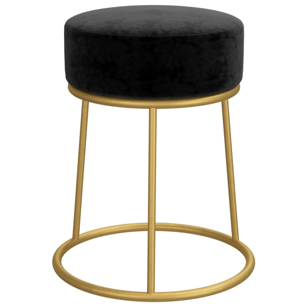 vidaXL Tabouret rond Noir Velours