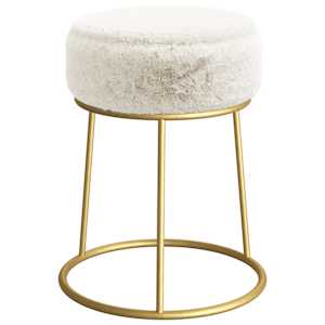 vidaXL Tabouret rond Blanc Peluche