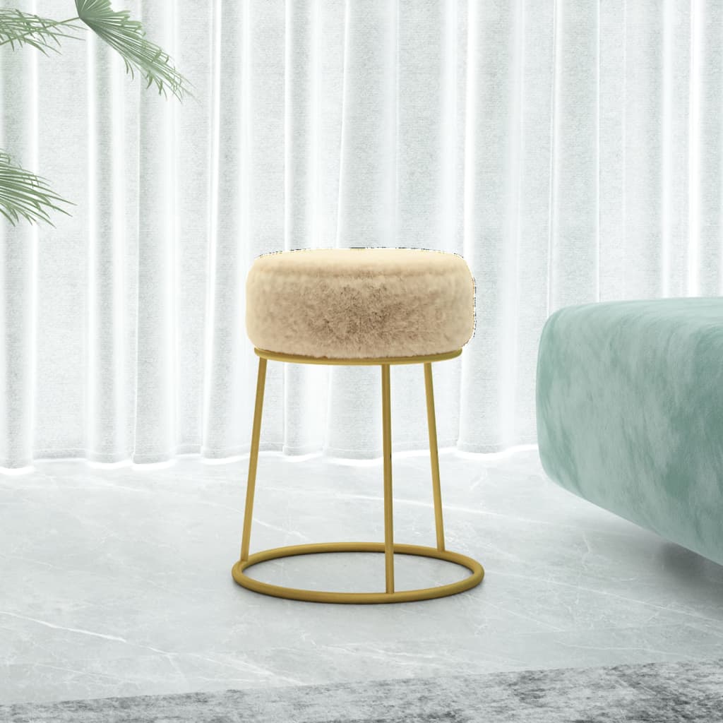 Tabouret rond Crème Peluche